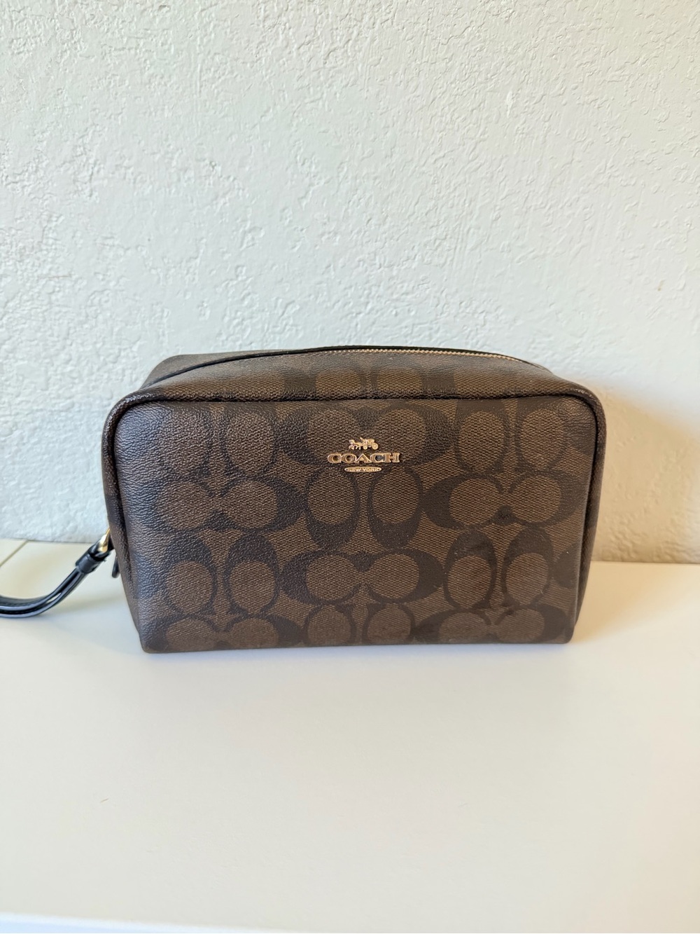 Coach Brown Signature Canvas Travel Pouch